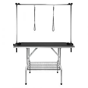 VA-Cerulean Table de toilettage pour chiens et chats,table à ciseaux avec 2 boucles et potence réglable en hauteur, pliable,surface en caoutchouc résistant aux rayures,pour la maison ou l'animalerie (ENSSAIDI, neuf)
