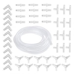 Kingrun Aquarium Air Tube Tuyau, 48 connecteurs de Tuyau pour Aquarium Y T L I + 5M Tuyau de Pompe à oxygène 4 x 6 mm Transparent, Pompe à air d'accessoires pour Fish Tank (Kingrun, neuf)