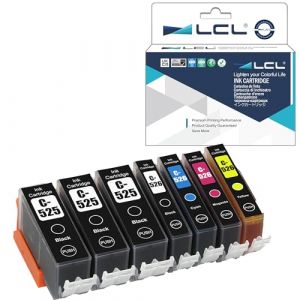 LCL Cartouches d'encre Compatible PGI-525 CLI-526 PGI-525PGBK CLI-526BK CLI-526C CLI-526M CLI-526Y Lot de 7(3PGBK/1Noir/1Cyan/1Magenta/1Jaune) remplacement pour Canon PIXMA IP4850/IP4950 IX6550 MG5150 (Great Office, neuf)