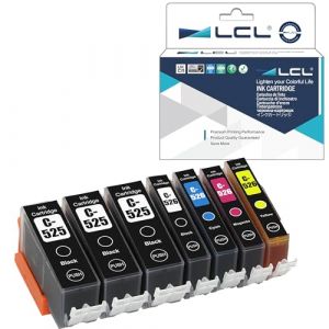 LCL Cartouches d'encre Compatible PGI-525 CLI-526 PGI-525PGBK CLI-526BK CLI-526C CLI-526M CLI-526Y Lot de 7 (3PGBK/1Noir/1Cyan/1Magenta/1Jaune) Remplacement pour Canon PIXMA (Great Office, neuf)