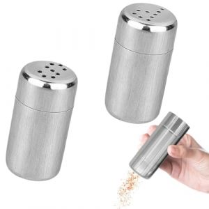 YUVKIN 2 pi&egrave;ces Mini Sali&egrave;re et Poivri&egrave;re, en Acier Inoxydable, Compact et Portable avec Couvercle Anti-Humidit&eacute;, Distribution Pr&eacute;cise, Id&eacute;ale pour Restaurants, Camping, Barbecue, Verre (5ml) (HerEdit, neuf)