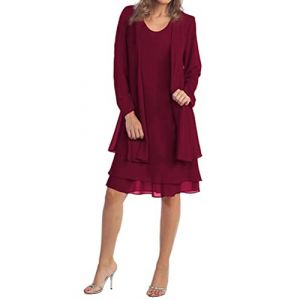 Minetom Femme Robe De Soiree F&ecirc;te Dentelle Dress De Ceremonie Mariage Cocktail sans Manche Tulle Bol&eacute;ros Demoiselle d'honneur Robe J Vin Rouge 50 (B.W.S KIT, neuf)