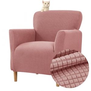 Highdi Housse de Fauteuil Extensible 1 Place, Jacquard Housse de Fauteuil Club Couverture de Fauteuil Chesterfield Lavable Protecteur de Fauteuil pour Salon Tub Chair Canap&eacute; (Rose) (Highdi, neuf)