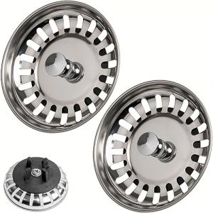 Panier d'évier, 2 Sets, Ø 80 mm, Compatible avec Les siphons IKEA ATLANT et DOMSJÖ, Panier d'évier avec Joint en Caoutchouc amélioré, adapté à l'évier Atlant, évier DOMSJÖ, Bouchon Joint à lèvre (Your Day Mate, neuf)