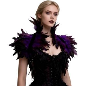 keland Victorien Gothic Plume Cape Ch&acirc;le Etole Bolero Cache Epaule Gothique Collier Accessoire de Costume d'halloween (Violet) (TOOKY, neuf)