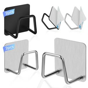 KILDOWS 4 Pièces Porte Eponge Evier Cuisine, Porte Eponge Evier Auto Adhesif, 304 INOX, Support Eponge INOX, Support Eponge Evier Cuisine pour Le Rangement de Cuisine et Salle de Bain-Argent Noir (KattShop, neuf)