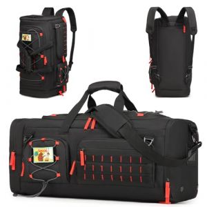 Sac de sport avec fonction sac &agrave; dos pour homme et femme 3 en 1 50 l - Grand sac de voyage tactique avec chaussures - Imperm&eacute;able - Pour natation, alpinisme, voyage, weekend - Noir (LICHU Direct, neuf)