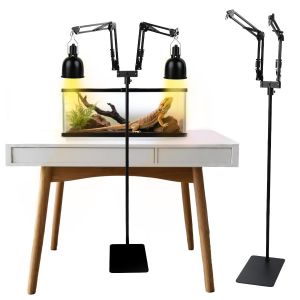 MENGBEI Support de lampe pour reptiles - Réglable - Rotation à 360 ° - Avec socle - Support de lampe pour terrarium - Pour tortue, table, réservoir en verre, cages (2 crochets) (Burmen, neuf)