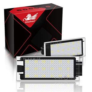 WinPower LED Eclairage plaque d'immatriculation Arri&egrave;re Blanc Sans Erreur Compatible avec Clio3/4 Espace4 Duster Laguna2/3 Logan Master2/3 Megane2/3 Trafic3 Twingo3 Twizy Vel Satis Wind etc., 2 Pcs (DZG2018, neuf)