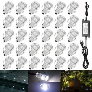 QACA 30 Mini Spot Exterieur Led Encastrable 0.4W/DC12V Etanche IP67 Luminaire Exterieur Décoration pour Terrasse, Patio,Escalier,Chemin,Jardin (Blanc Froid) (SCQACA, neuf)