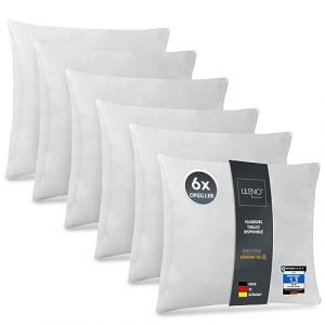 LILENO HOME Lot de 6 de garnissage d'oreiller 45x45 cm - Coussin intérieur Lavable à 40°C adapté aux allergiques - Garnissage en Polyester comme Coussin de canapé, Coussin Cocktail et Oreiller (Discount-Deal24, neuf)