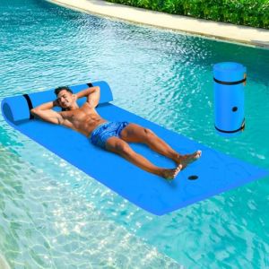 Inoamity Tapis Flottant XPE pour Piscine 210*90cm, Lac et Plage – Matelas Flottant Résistant aux Déchirures 100KG, Design Enroulable, Couleurs Haute Visibilité – Coussin Flottant Idéal Adultes (Bleu) (ANNA DZINTARE, neuf)