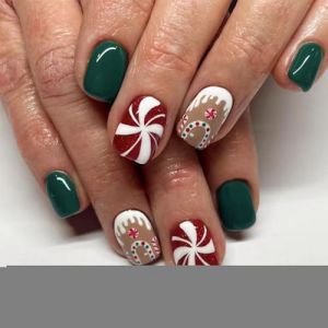 NICENEEDED 24 presse à Ongles de Noël Faux Ongles Carrés Courts Faux Ongles à Couverture Complète en Acrylique Colle de Noël Rouge Vert Sur les Ongles (Niceneeded FR, neuf)