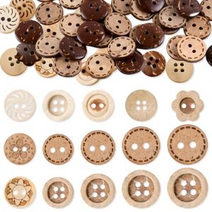 150 Pi&egrave;ces Boutons de Noix de Coco, 11.5/12.5/15/20/23 Mm Marron Bouton en Bois, 2/4 Trous Boutons en Coquille de Noix de Coco Bouton Mercerie pour Artisanat Scrapbooking Couture (YiiHHON, neuf)