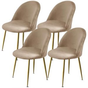 Levoberg Housse de Chaise Salle &agrave; Manger Scandinave Extensible en Velours Housse Chaise Dossier Arrondi Elastique Couverture de Chaise Scandinave pour Maison Mariage H&ocirc;tel 4 Pi&egrave;cess Chameau (Levoberg-EU, neuf)