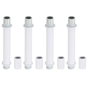 PATIKIL Kit Tige de Lampe &agrave; Tube Droit, 4 Ensemble M10 Acier au Carbone 70mm(2.76") Long Tige Filet&eacute;e &agrave; Double Extr&eacute;mit&eacute; avec &Eacute;crous D'Accouplement Connecteur &agrave; Manchon, Blanc (PATIKIL UK, neuf)
