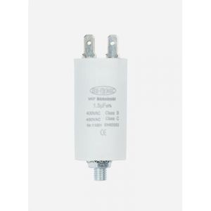 EDI-TRONIC condensateur de moteur, condensateur de travail, condensateur de d&eacute;marrage, bouchon, avec cosses 6,3mm, 1,5&micro;F, 450V, M8 (Krauss Elektronik, neuf)