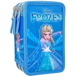 Clondo Trousse 3 Compartiments 3D Enfants, pour La Reine des Neiges et Frozen Fan, Triple Remplissage, 44 Accessoires École Fille, 3 Fermetures Éclair, 20cm, Feutres, Crayons, Papeterie (clondo, neuf)