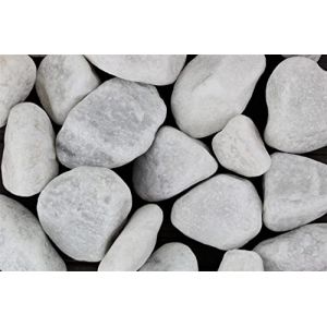 Gartenwelt Riegelsberger 25 kg de gravier de marbre carrare non lav&eacute;, grain 40-60 mm, galets de marbre blanc comme neige d&eacute;coratif, pierres d&eacute;coratives de jardin (Holzmarkt Riegelsberger, neuf)