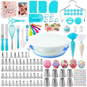 Kit Patisserie Douille Patisserie 356pcs, Nifogo Accessoire Patisserie, Ustensiles à Pâtisserie Inclure Plateau Tournant Gateau, Poche a Douille, Decoration Gateau Anniversaire (Nifogo Deals, neuf)