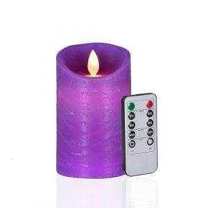 FiiMoo Violet Bougies LED, Bougies Alimente par Pile, Bougies LED Sans Flamme, Bougie LED Flamme Vacillante, Bougies Electrique avec Télécommande pour Fête, Anniversaire, Mariage, Table-12.5cm (FiiMoo EU, neuf)
