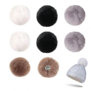 JOYOLA 8 Pièces Pompon Fausse Fourrure, Pompons en Fausse Fourrure de Lapin Pompon Fourrure Duveteuse Décoration Pompons en Peluche pour Chapeaux, Porte-CléS, éCharpes, Gants, Sacs, Accessoires (DAI.DAI, neuf)