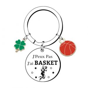 Porte-clés basketball « J'peux pas, j'ai basket » avec acier inoxydable inable et breloque basketteur – Idée cadeau homme basketteur (GUOYU SHOP, neuf)