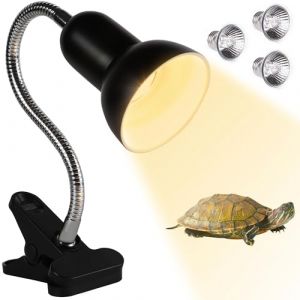 DONGTATA Lampe Chauffante Tortue Lampe UV Tortue Terrestre UVA UVB 2×50W et 1×25W avec Pince Pivotante 360° et Col de Cygne Flexible pour Tortue Terrestre Reptile Terrarium Aquarium (RUNHONG-EU, neuf)