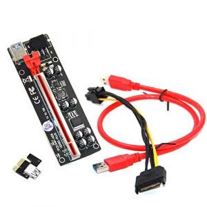 JMT PCI-E 1x vers 16x Carte Riser PCI-Express 1 vers 4 Slot PCIe USB3.0 Splitter 1 vers 4 Adaptateur GPU Carte Riser pour Miner BTC Bitcoin Miner (Carte PCIE 1X à 16X) (JMT-Direct Store, neuf)
