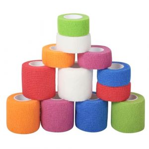 12 Rouleaux Bandage Autoadhésif, 5 cm x 4,5 m & 2,5 cm x 4,5 m Bande Cohesive Bande Adhésive Élastique Strapping pour Premiers Secours Blessures Sportives Chevilles Doigts (6 Couleurs) (wangjianuk, neuf)