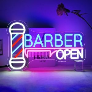 ineonlife Barber Open Neon LED,Open Enseigne Lumineuse pour Décoration Murale,Néon Led Signe pour Salon de Coiffure,Ouverture du Salon de Beauté (Ineonlife, neuf)