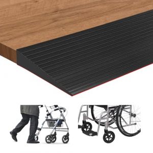 Rampe de seuil de Porte, Longueur 1m Surface antid&eacute;rapante, en Caoutchouc pour Fauteuil Roulant, Poussette, Robot de Balayage, D&eacute;ambulateur ou Scooter (Noir, Haut 1,5cm, Largeur 8 cm) (AnkeStar, neuf)
