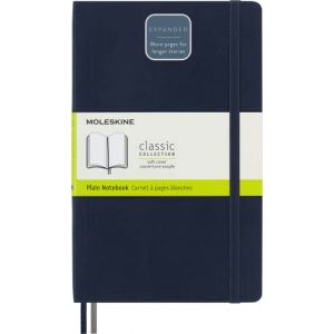 Moleskine - Carnet de Notes Classique Augment&eacute;, Pages Ordinaires, Couverture Souple et Fermeture Elastique, Grand Format 13 x 21 cm, Couleur Bleu Saphir, 400 Pages (Kershco, neuf)