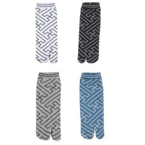 Lot de 4 paires de chaussettes japonaises en coton &agrave; bout fendu, style kimono, sandales, tabi, ninja, geta, geisha, pour homme, A-09 (Fancy Pumpkin, neuf)