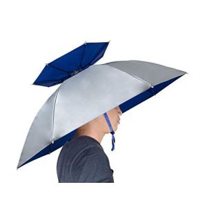 NEW-Vi Chapeau parapluie de p&ecirc;che pliable r&eacute;glable multifonction pour l'ext&eacute;rieur (argent&eacute;) (SJLQW12, neuf)