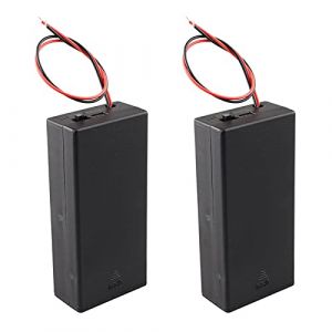HALJIA 2 Pièces 2 × 3.7V 18650 Support de Batterie avec Couvercle, 18650 × 2 7.4V Boîte de Rangement de Batterie en Plastique avec Interrupteur Marche/Arrêt et Fils 2 Solts (Hengjiaan, neuf)