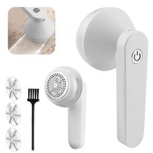 Rasoir Anti-Bouloche Électrique, Rasoir Bouloche électrique,Rechargeable Câble USB,Rasoir Anti-bouloche et Anti-Peluche avec 3 Lames, Idéal Vêtements Canapés Couvertures Rideaux (Blanc) (marketretro, neuf)