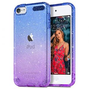 ULAK Coque iPod Touch 7 Paillettes, iPod Touch 6/5 Transparente Étui Housse Souple Bumper TPU Protection Antichoc Anti-Rayures Coque pour Apple iPod Touch 5ème/6ème/7ème Génération, Violet Bleu (easyarise, neuf)