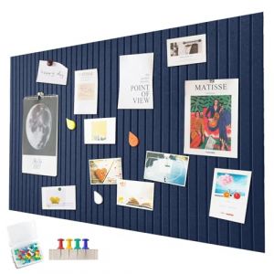 Grand tableau d'affichage autocollant en feutre - 120 x 90 cm - Tableau d'affichage d&eacute;coratif en feutre - 0,9 cm d'&eacute;paisseur - Pliable - Tableau m&eacute;mo - D&eacute;coration murale pour bureau et cuisine - Bleu (yjspbsm-shop, neuf)