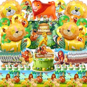 Decoration Anniversaire Roi Lion, Kit Anniversaire Roi Lion, Deco Roi Lion Anniversaire, Vaisselle Anniversaire Roi Lio, Ballon Roi Lion, Deco G&acirc;teau, Fond de Photo pour Anniversaire Enfants (F-ZENE, neuf)