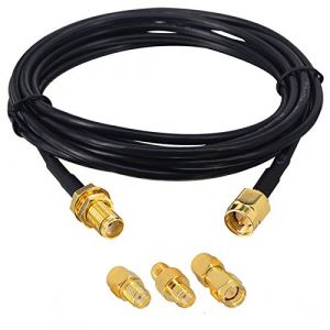 BOOBRIE Kit Rallonge SMA 3M&Connecteur SMA SMA C&acirc;ble Coaxial RG174 SMA M&acirc;le SMA Femelle 3 M&egrave;tres+3 PCS Adaptateur RF SMA &agrave; SMA pour WiFi Antenne 3G 4G LTE, Antenne d'&eacute;quipement GPS SDR, Antenne Radio (BOOBRIE, neuf)