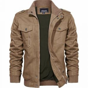 KEFITEVD Veste Moto Homme Hommes Outwear Hiver Cargo Militaire Tactique Vestes Multi-poche Bomber Blousons Kaki, X-Large (CAVVA EU, neuf)
