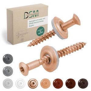 DSM | Vis Spengler en cuivre 4,5 x 80 mm | Acier inoxydable A2 - plaqu&eacute; | avec rondelle d'&eacute;tanch&eacute;it&eacute; EPDM (15 mm) | entra&icirc;nement Torx | similaire &agrave; DIN 7995 / DIN 9171 | Vis pour toiture, vis &agrave; t&ocirc;le (DSM-Verbindungstechnik GmbH, neuf)
