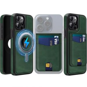 MOBESV 2 in 1 Coque en Cuir pour iPhone 15 Pro avec Portefeuille Support, &Eacute;tui Magn&eacute;tique Compatible avec MagSafe, Housse avec Porte Cartes &Eacute;l&eacute;gant (Vert fonc&eacute;) (NineFox, neuf)
