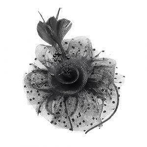 1 chapeau de voile, rev&ecirc;tement de voile r&eacute;tro, couvre-chef de fleurs en maille de plumes, costumes de sc&egrave;ne, convient pour mariage, robe de mari&eacute;e, cheongsam, robe de soir&eacute;e, &eacute;glise, cocktail (noir) (FELIX LIVELY LTD, neuf)