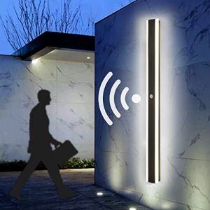 VOMI D'ext&eacute;rieur Applique Murale LED Detecteur de Mouvement Lumi&egrave;re Blanc Froid Longue Lumi&egrave;re Chaude 6000K M&eacute;tal Noir Moderne &eacute;tanche IP65 Lampe Mural Ext&eacute;rieur/Interieur Entr&eacute;e Salon Balcon,120cm (JZCDR-FR, neuf)