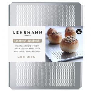 LEHRMANN Plaque perforée 40 x 30 mm Plaque de cuisson s'adapte à presque TOUS les fours Plaque à pizza Plaque à gâteau Comparable/remplaçable four AEG Bosch Neff Siemens (lehrmanngmbh.de-store, neuf)