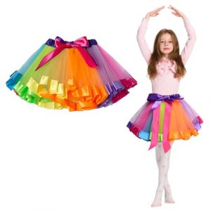 Shengxi Deguisement Enfant Fille, Jupe Tutu en Ruban Arc-en-Ciel pour Les Filles (FR/ES, Numérique, 110, Taille Normale, Couleurs de l'arc-en-Ciel (L)) (Sengxxia, neuf)