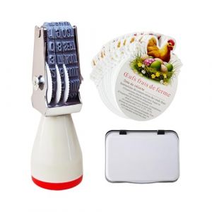 Homvik Tampon Dateur Manuel pour Œufs, Marquage 4mm avec Tampon Encreur Noir, Design Spécial Mois et Jour, 50 D'instructions pour La Manipulation Des Œuf (Granbuy, neuf)