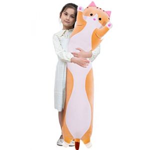 Oreiller De Chat GéAnt Caricaturé en Peluche Kitty SomnifèRe éTreint Oreiller, CâLin Doux Kitten Body Oreiller PoupéE PoupéE Coussin De Chat pour Enfants Petite Amie (Yellow, 90cm/35.4inch) (Childlike World, neuf)